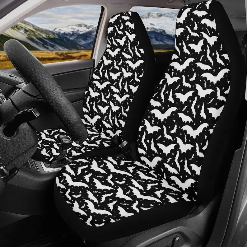 Bats and Stars Car Seat Covers, Halloween Car Seat Covers, Spooky Car Seat Covers, Gothic Car Seat Covers, Goth Car Seat Covers