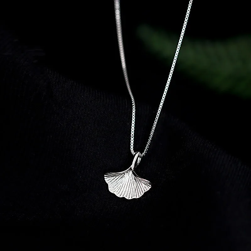 New Arrival Hot Sale 925 Sterling Silver Handmade Ginkgo Biloba Leaves Clavicle Chain Necklaces For Women Girl XN145