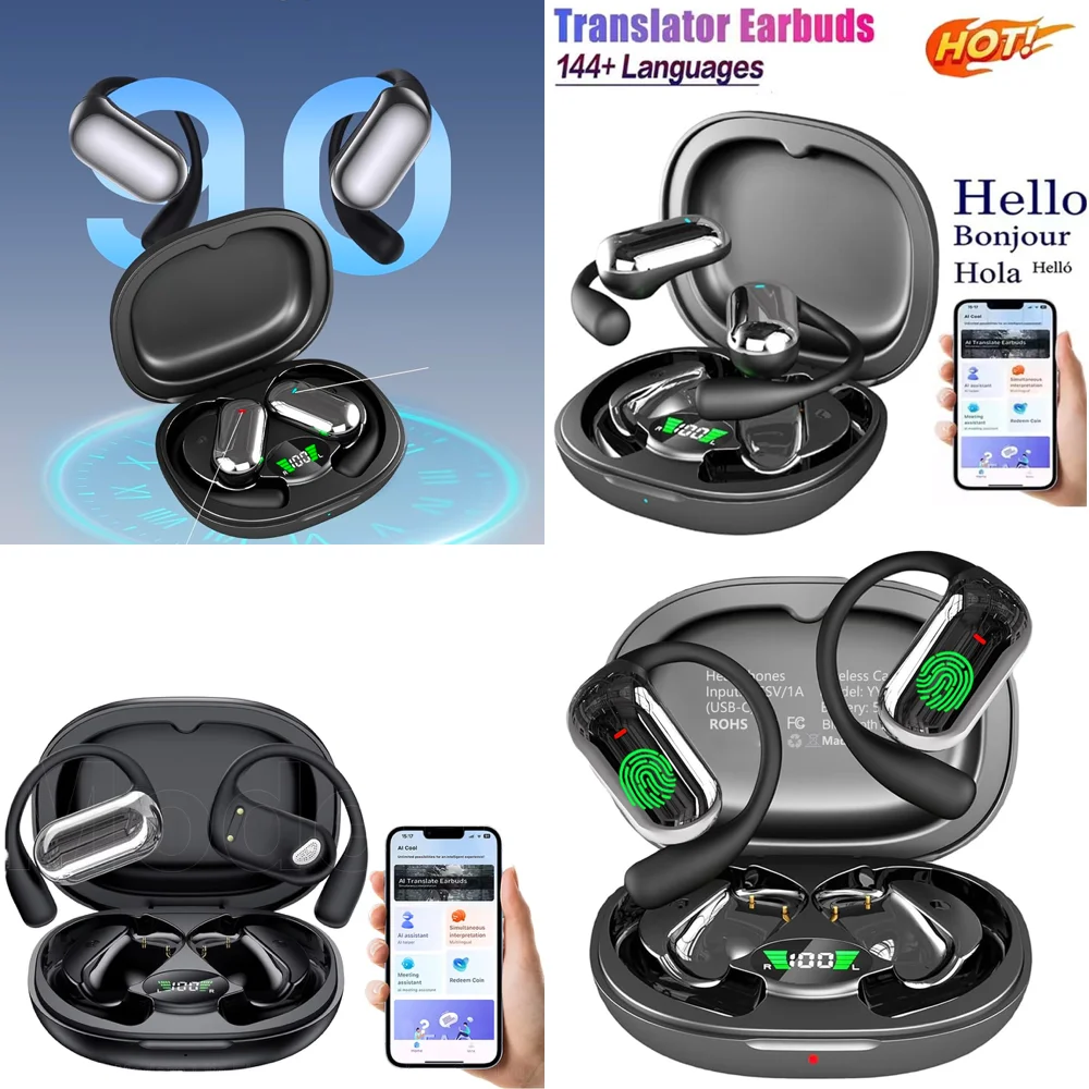 

Language Translator Earphone Wireless AI Language Translation Headphones with LED Display Clear Calls Earbuds Trending Products