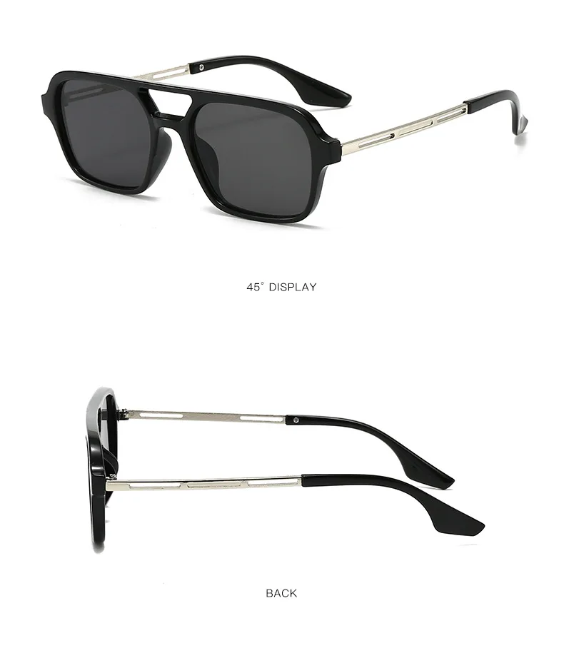 Vintage quadratische Sonnenbrille für Damen und Herren, rechteckige Sonnenbrille, ovale Sonnenbrille für Damen und Herren – Detail 6