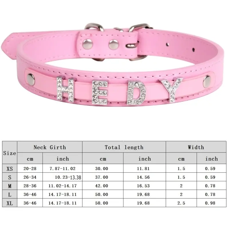 Personalized Dog Collar fashion Bling Rhinestone Pet Free Diy Name Dog Necklace Custome Leather Dog Collars Pet Dog Accessories