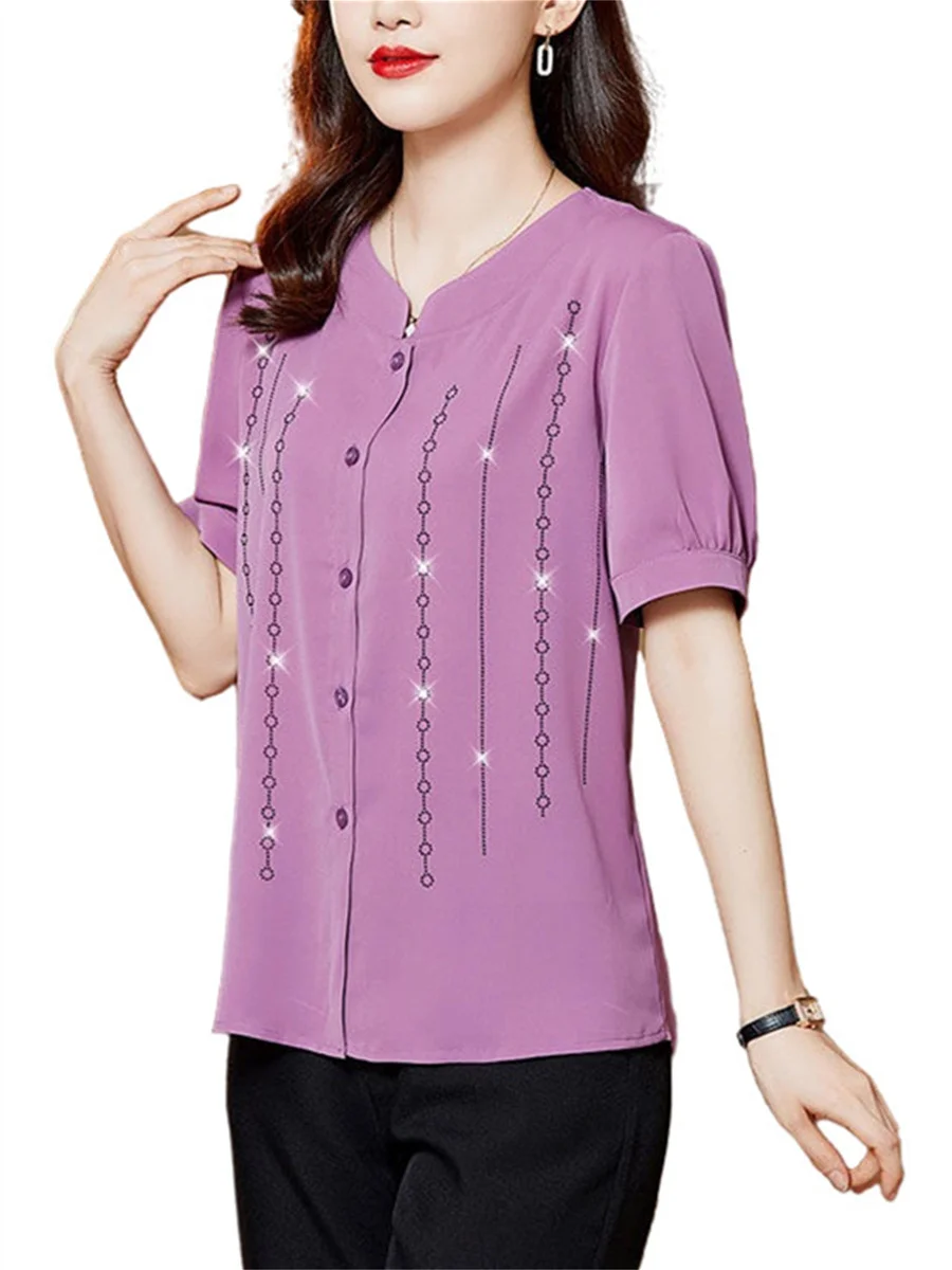 4XL Women Spring Summer Blouses Shirts Lady Fashion Casual Short Sleeve O-Neck Collar Printing Blusas Tops G2068