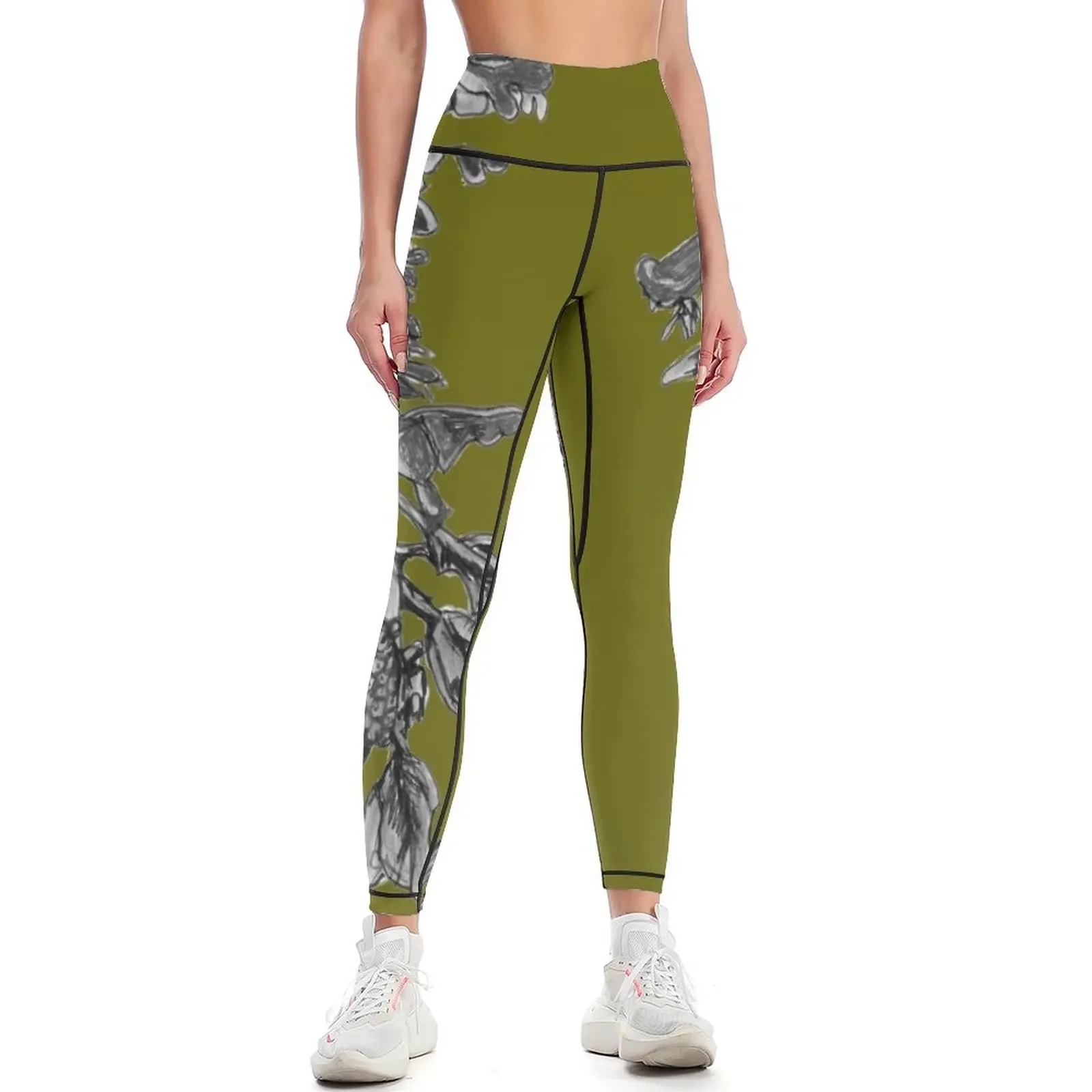 Steve the Leafy Seadragon in Grey Leggings for physical sportswear for gym high waist Clothing fitness Womens Leggings