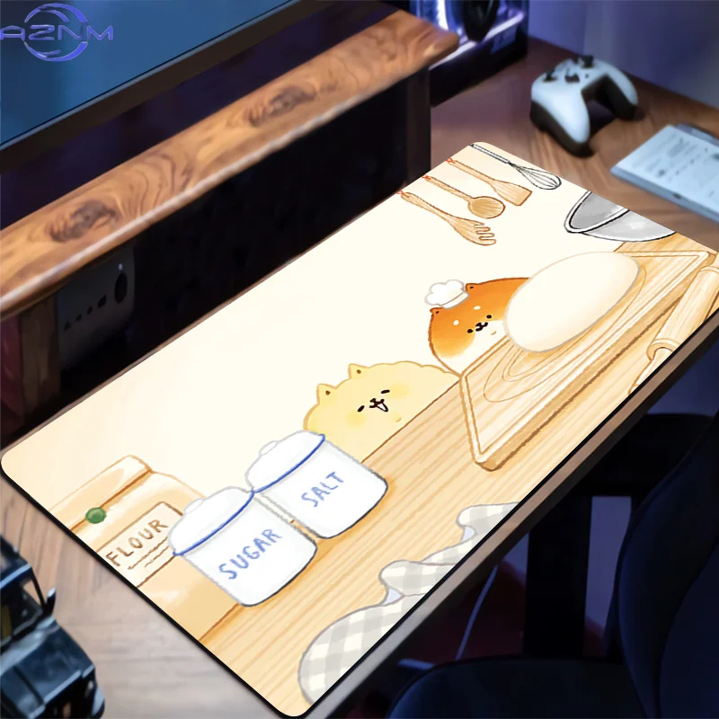 Keyboard Pad Laptop Cute Bread Dog Mouse Pad Lock Edge Extended Mousepad Kawaii Office PC Anime Soft Desktop Protection Mat Rug