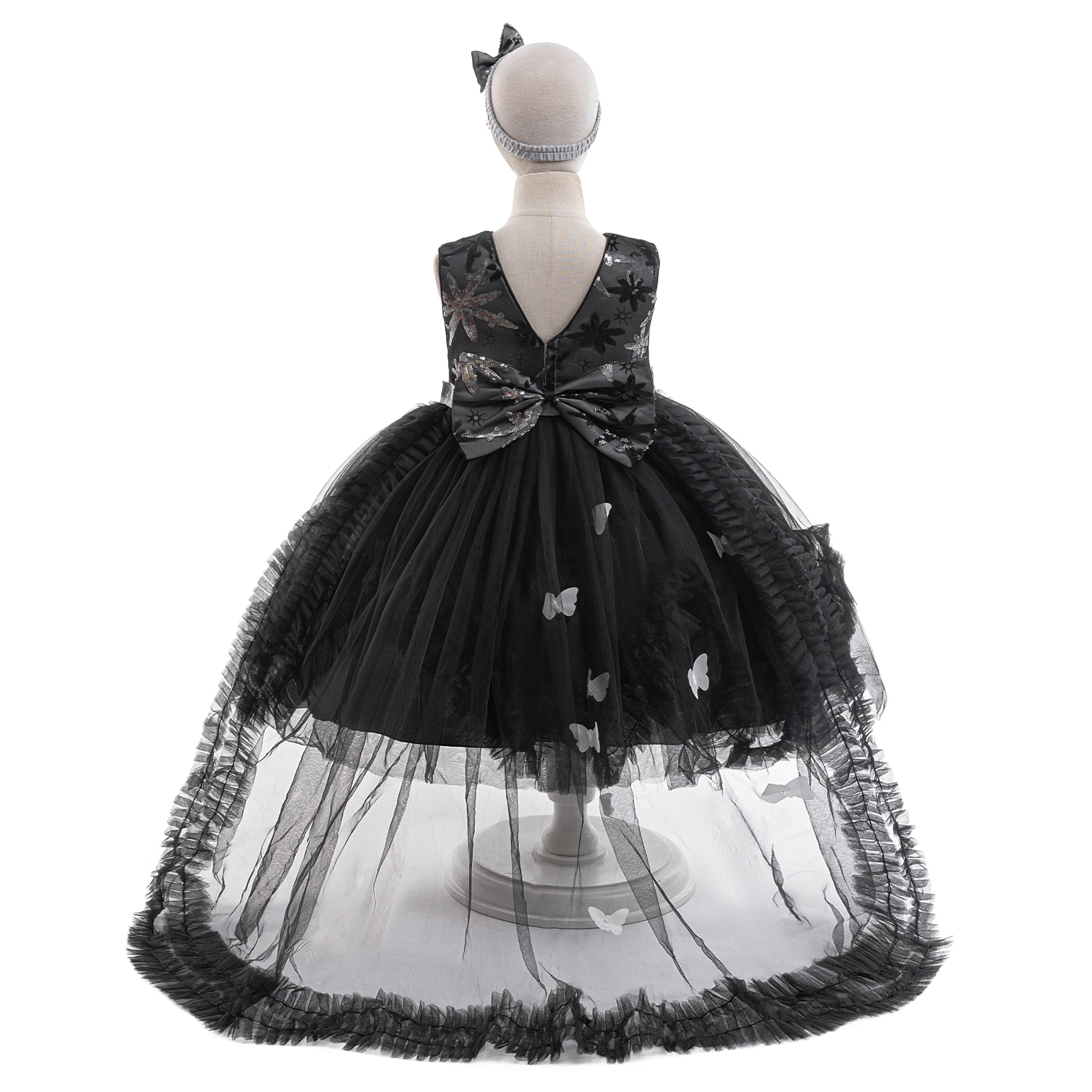 Fancy Halloween Party Sequin Girls Dress Elegant Tulle Wedding Bridesmaids Birthday Eveing Dresses Girl Gothic Christmas Costume