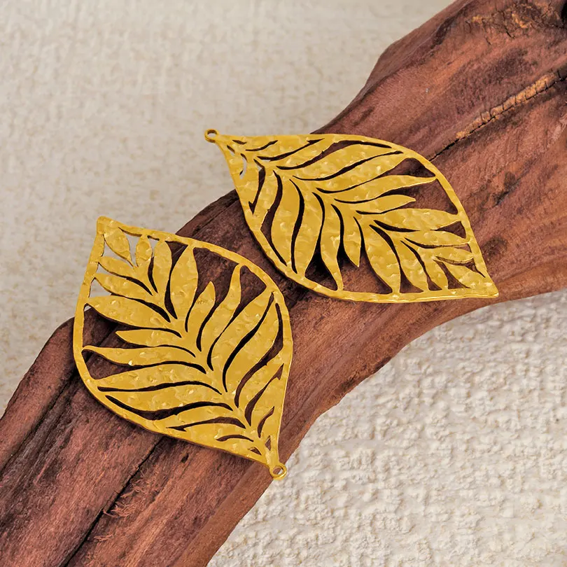 7Pcs 18k Gold-plated Boho Flower Tree Ginkgo Maple Leaf Pendant For Jewelry Making Tropical Palm Monstera Leaves Pendentif Bulk