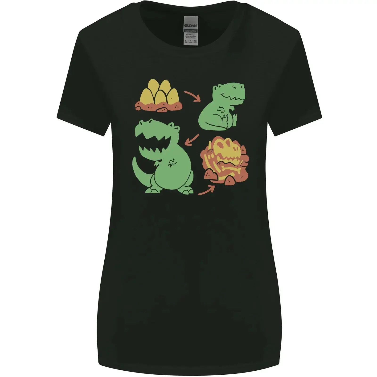 Chemise Femme T-Rex Dinosaure Évolution Extinction Fossiles Coupe Large Vintage Lavée Extensible Tendance Streetwear Élégant