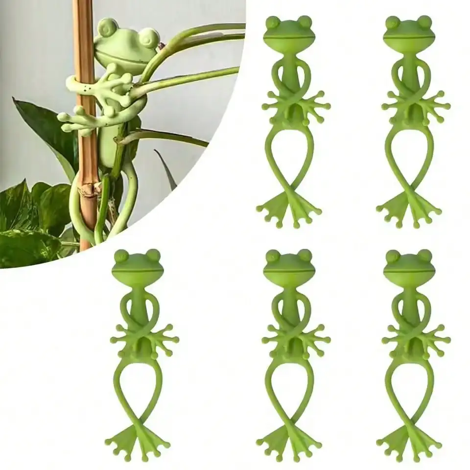 Frog Shaped Reusable Cable Wire Tie Cute Decorative Twist Bendable Garden Plant Support Adjustable Flexible Clip for Stem