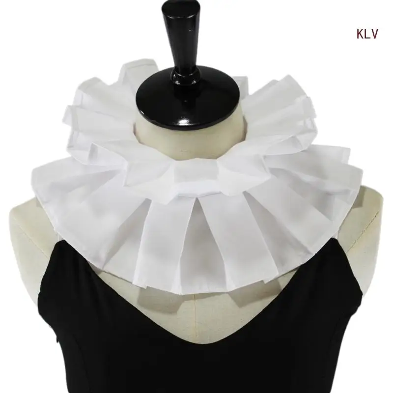 

Victorian Ruffled Collar Elegant Girls Blouse Collar Lapel Shawl Decorative Lapel for Lady Medieval Cosplay