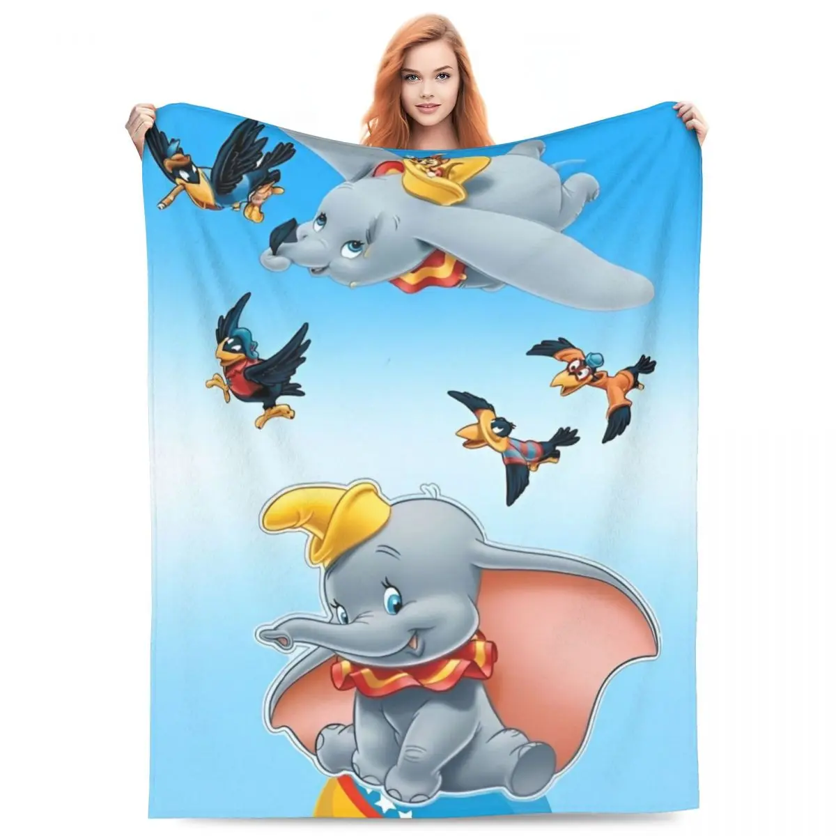 MINISO Dumbo Blankets Quality Warm Throw Blanket Winter Travel Office Couch Bed Funny Bedspread