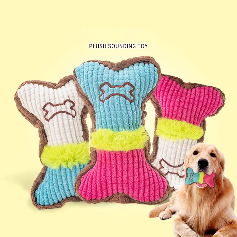 Stuffed Raw Dog Plush Squeaky Indestructible Toys Bone For Pet Resistant Dogs Chew Small Puppy Interactive Dog Bite Chewing Toy