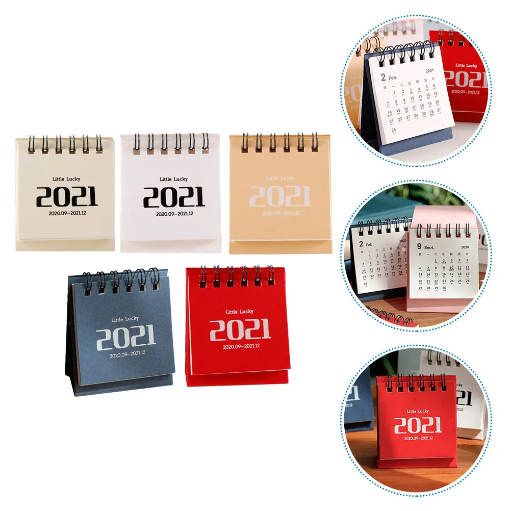 

5pcs Desk Calendars Simple Color Vertical Planning Small Paper Book Portable Ornaments Thick Paper Quality Safe