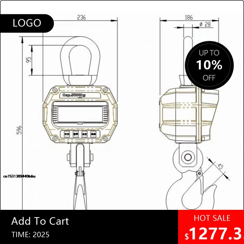 080808Useful 5000KG/2KG Crane Scale 220V Digital Crane Scale Digital Scale Scale For Hunting, Farm And Construction