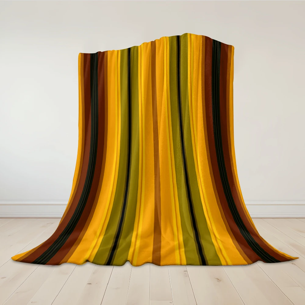 Orange Pink Vertical Stripes Warm Flannel Fleece Blanket Thick Soft Cozy Throw Blanket for Winter Bed Couch Plush Bedspread - view 3