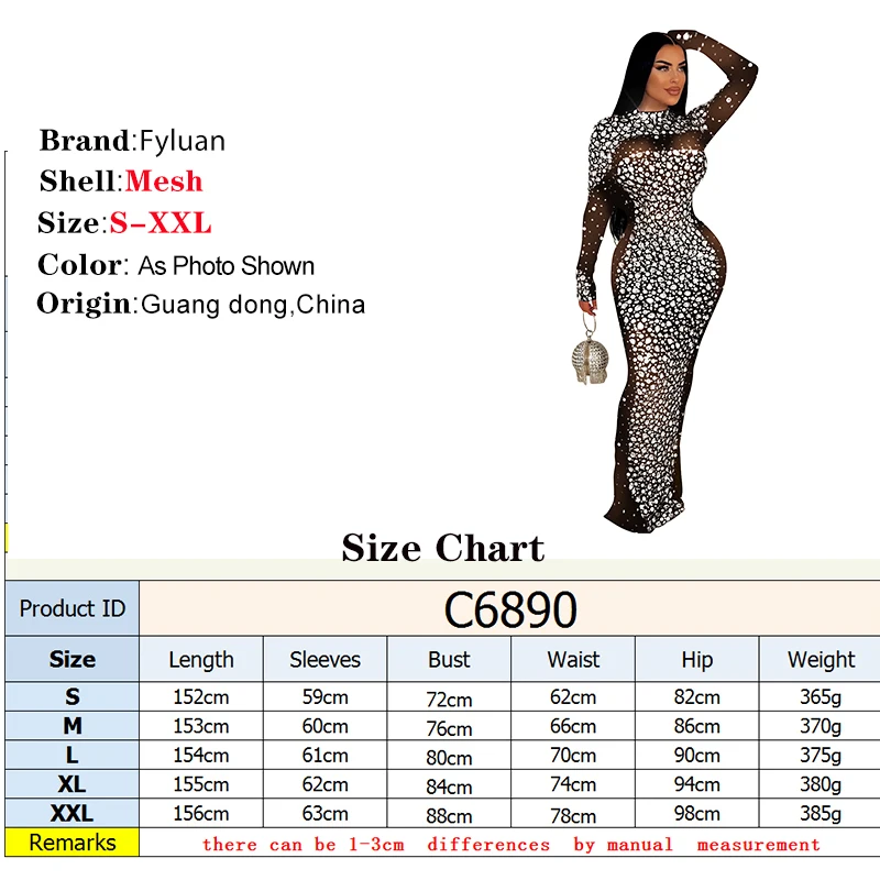 European American Fashionable Rhinestones Fashion Sexy Slim Women's Long Dress Nightclub Evening Birthday Floor-Length Prom Gown