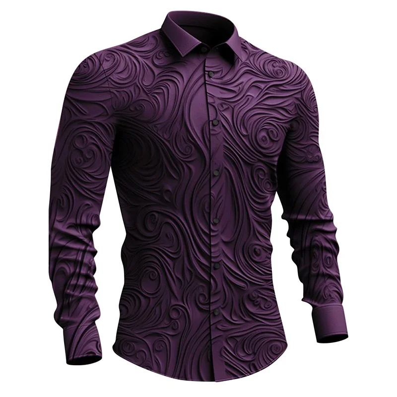 Men\'s Slim Long Sleeve Gothic Vintage Shirts 3D All Over Printed Totem Dress Shirt For Men Casual Plus Size Button Down T Shirt