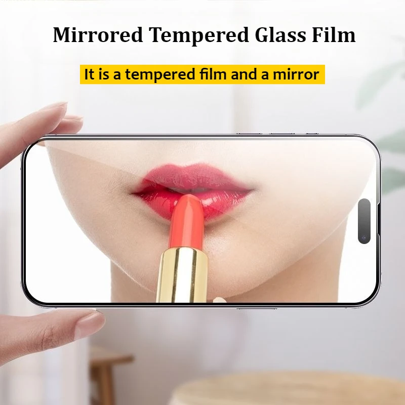 8D Mirror Screen Protector Glass for iPhone 16 12 13 14 15 Pro Max Pro Plus Mini XR X XS Max Tempered Glass for iPhone 8 7 Plus