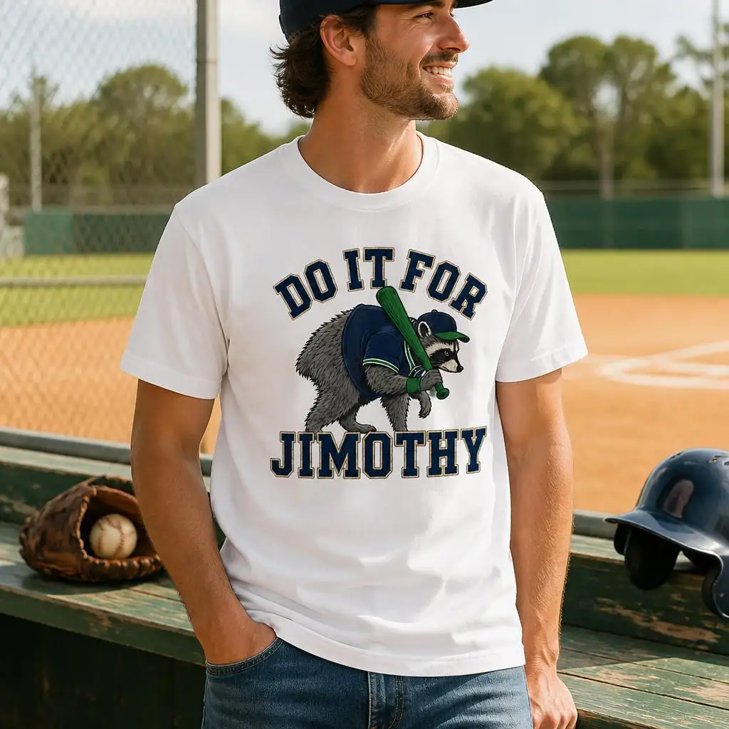 Do It for Jimothy Viral Seattle Raccoon Baseball Feral Legend T-Shirts for Men Cotton Tees Round Collar Short Sleeve T Shirts