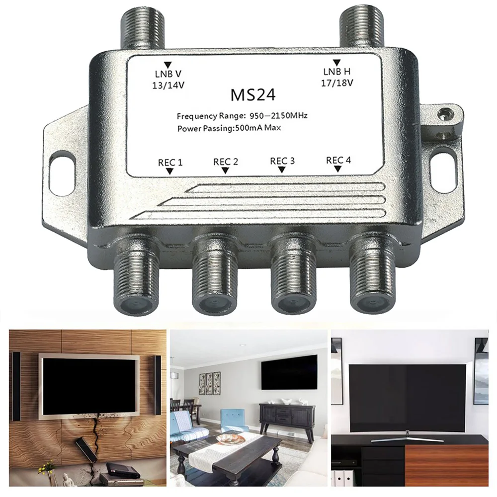 Satellite Splitter Antenna Cable 2 in 4 Satellite MultiSwitch FTA TV LNB Switch For Cascade Satellite Separation RF Dropshipping