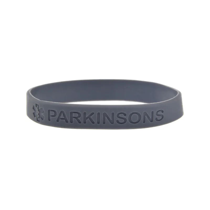 50 Stück Parkinson-Medizinische Notfall-Silikonarmbänder, Notfall-ID-Gummiband, Armreif für ältere Patienten zur täglichen Warnung – Detail 4
