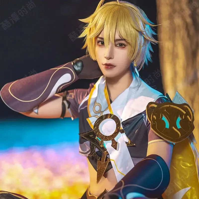 Genshin Impact Cos Air Traveler Parrucca Eroe Fratello Honor Knight Gioco Vestito Cosplay Uomini e donne Spot Anime Cosplay
