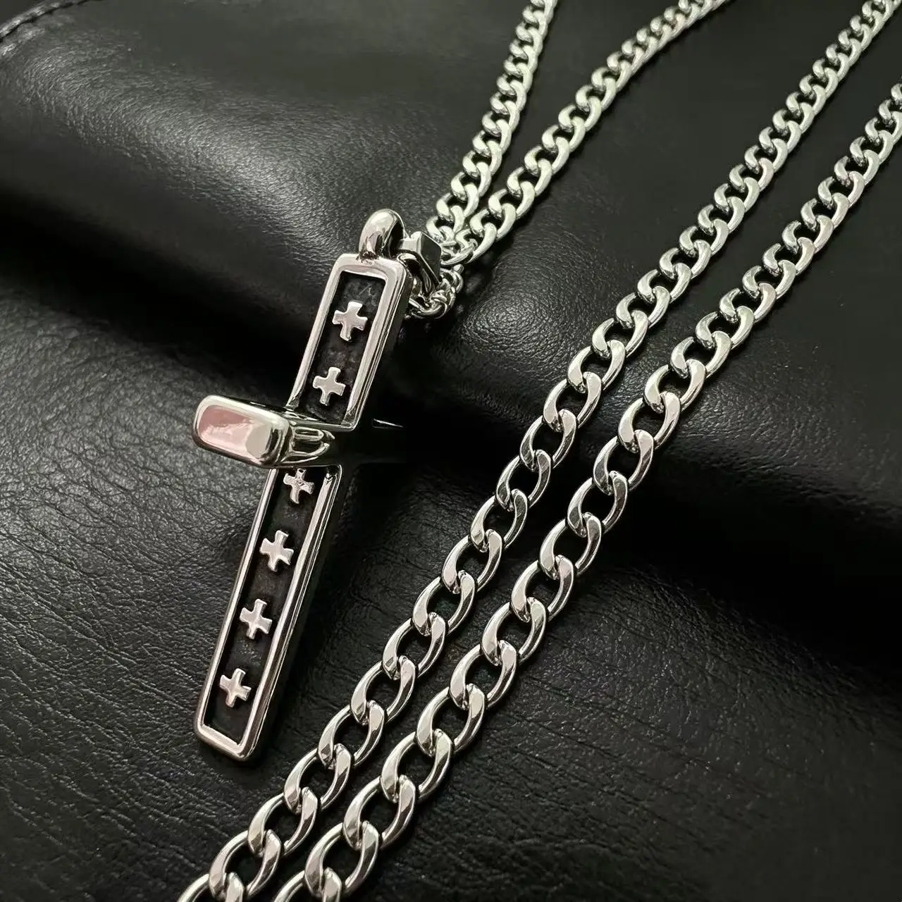 YQ 316L Edelstahl Solide 3D Kreuz Anhänger Halskette Für Männer Schmuck Zubehör – Detail 5