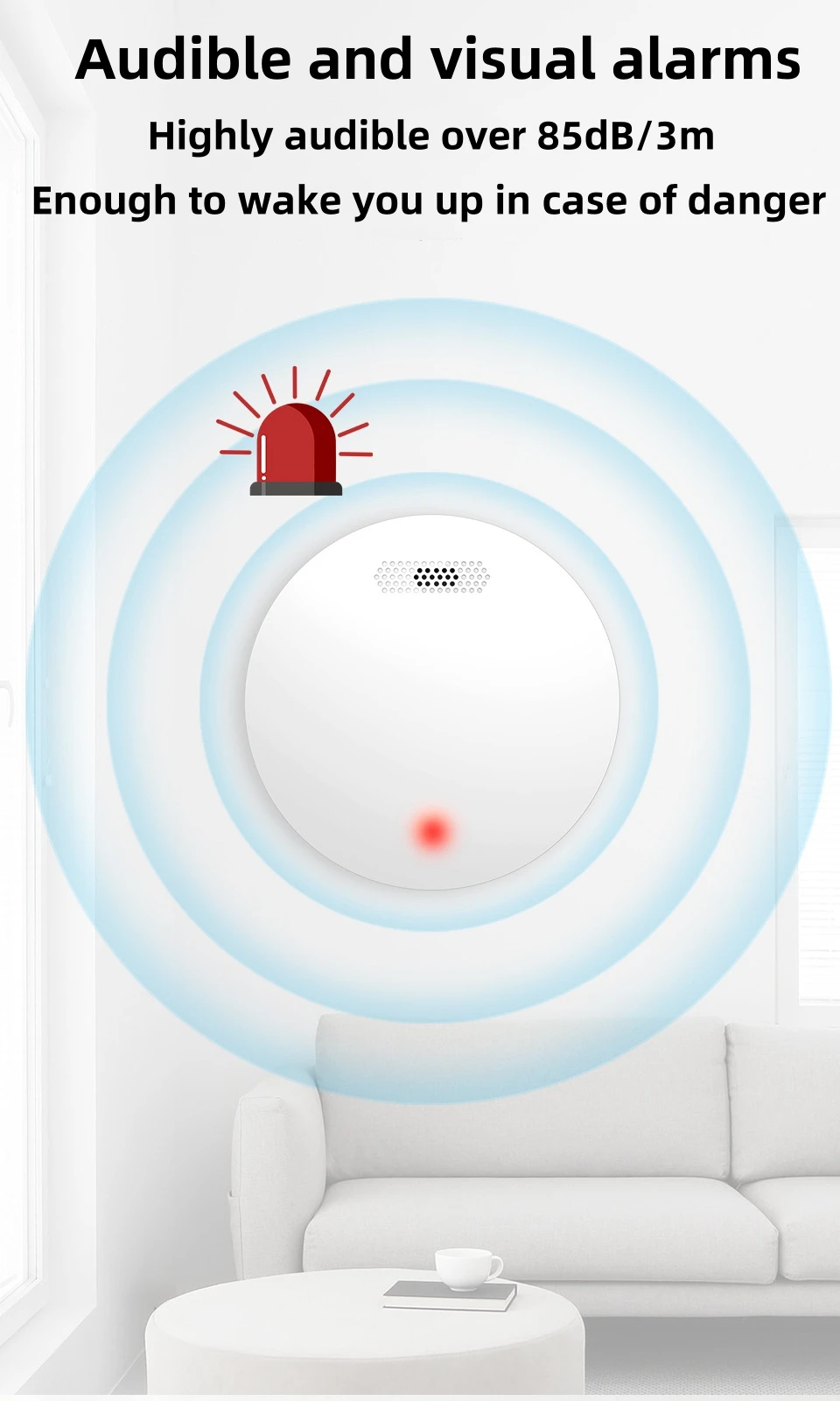 Wifi inteligente detector de fumaça sensor sem fio proteção contra incêndio alarme fumaça alta sensibilidade prevenção segurança sensor fumaça 80db