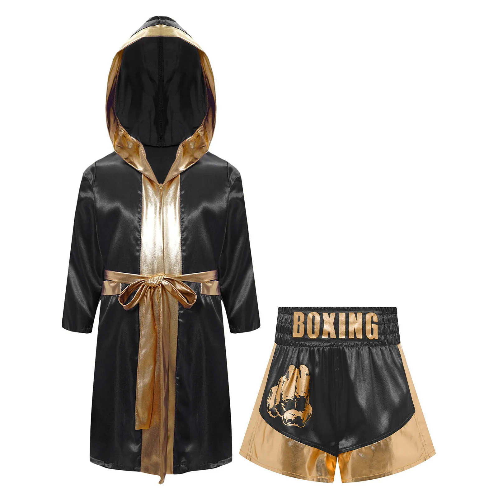 Muay Thai Outfit voor Jongens Meisjes Kinderkleding Sets Boksen Outfit Satijn Vechten Training Kostuums Kids Boxer Gewaden pakken