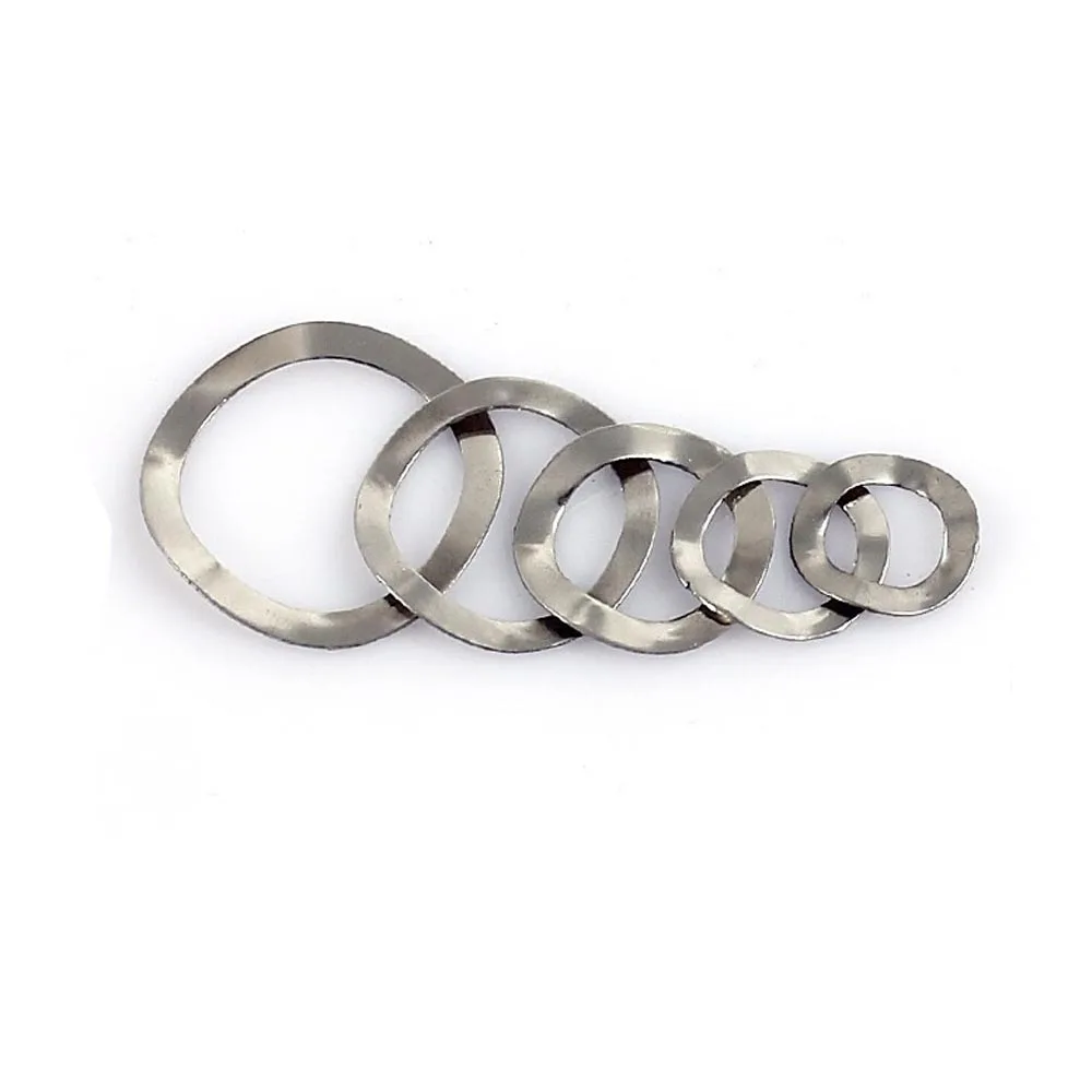 50pcs M3 M4 M5 M6 M8 M10 M12 M16 M19 M21 M25 304 Stainless Steel Three Wave Crest Type Spring Washer Gasket for Bearing Shafts