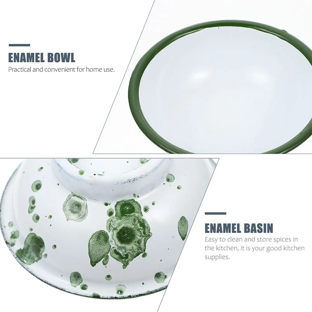 

6pcs Retro Enamel Bowls 6 Inch Red Metal Soup Cereal Rice Mixing Bowl Kitchen Cooking Baking Fruit Washing Home Decor Household