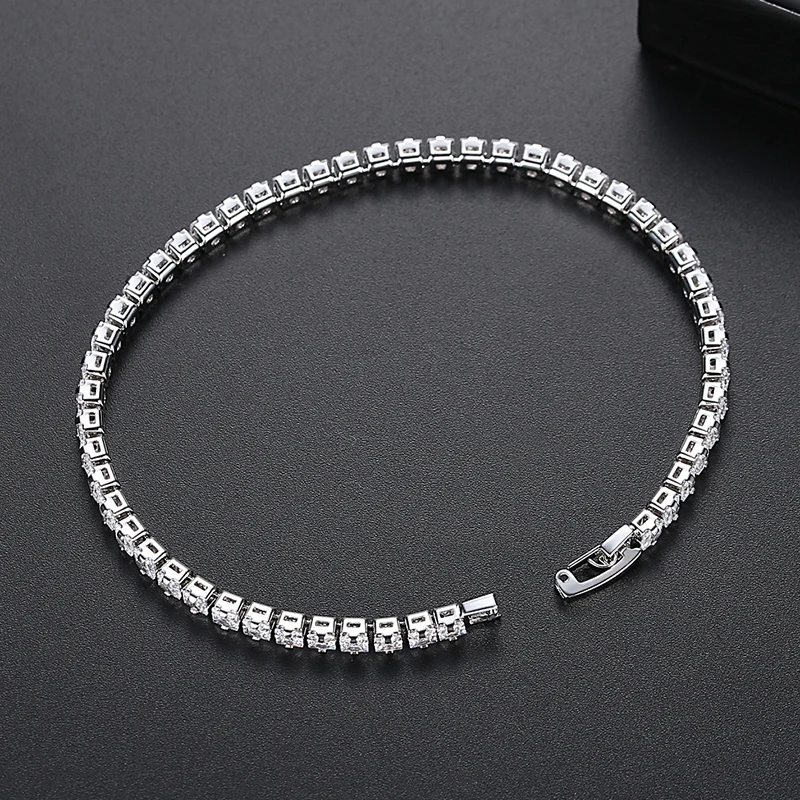 LUOTEEMI 3mm Mosaic Square Cubic Zirconia Tennis Bracelet For Women Fashion Cheap New Trendy CZ Thin Men Sport Bracelets Gifts