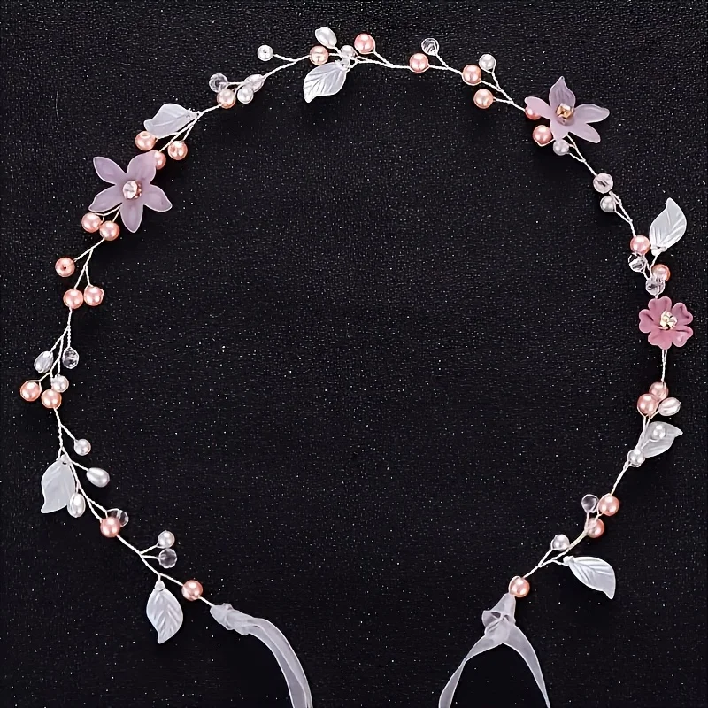 Crystal Pearl Hair Vine Headband Leaf Flower Hairband For Women Bridal Wedding Hair Accessories Jewelry Vine Headband Hairband