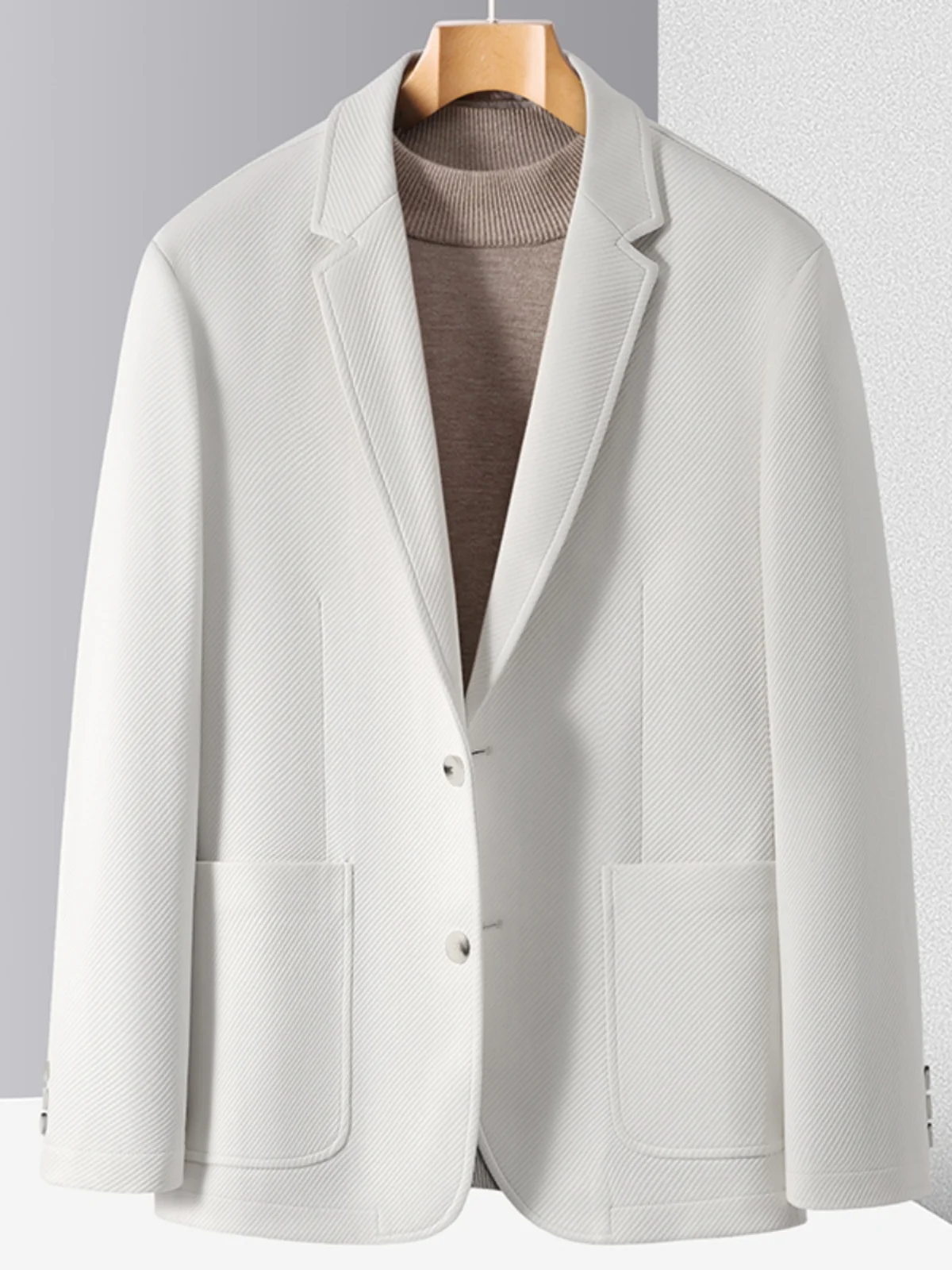 

Casual Men's Single-breasted Suit Jacket Autumn Fashion City Style Long Sleeve Standard Fit Business Casual round Hemline