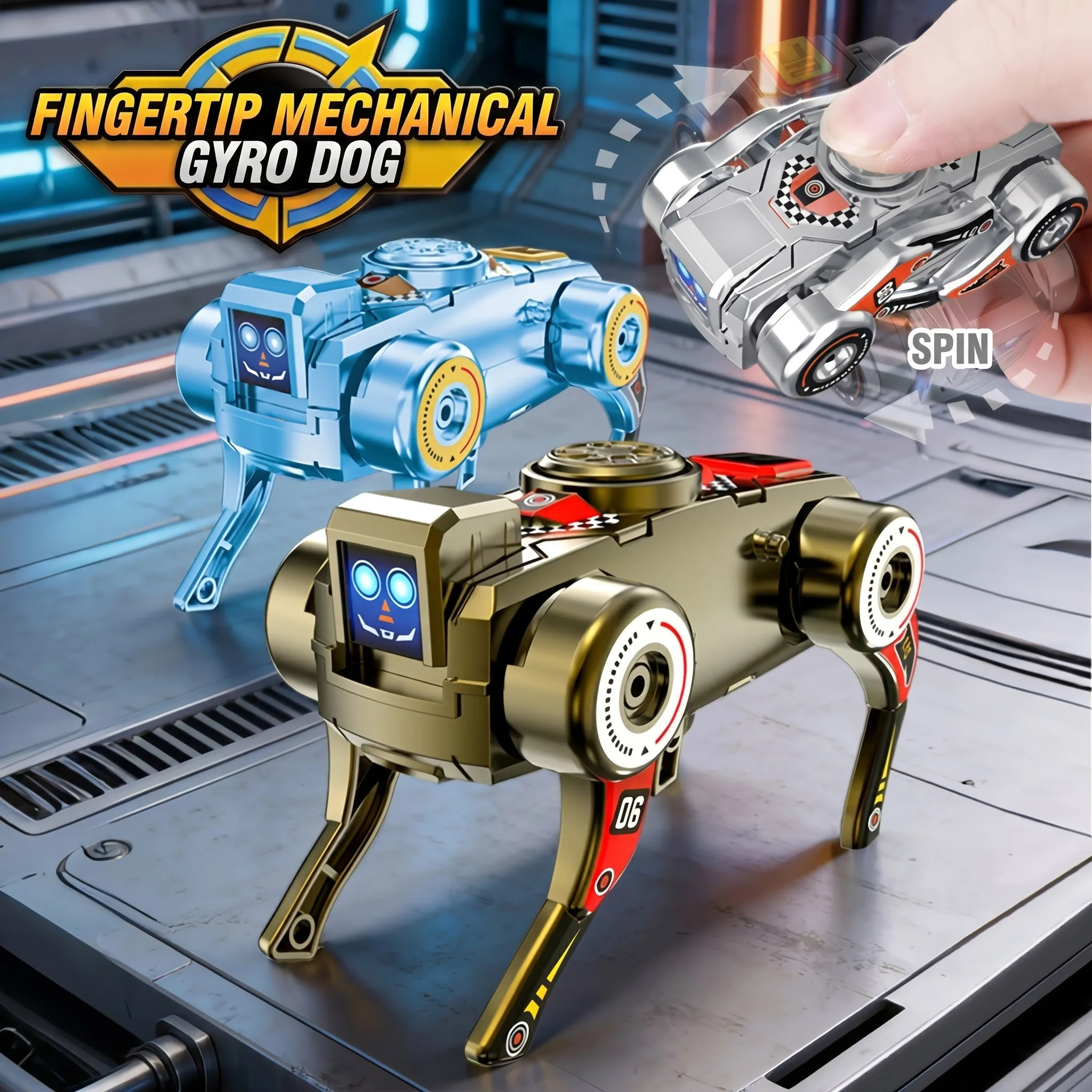Fun Fingertip Deformation Machine Dog Gyro Clockwork Drive Forward Fingertip Decompression Rotation Electronic Pet Dog Toy