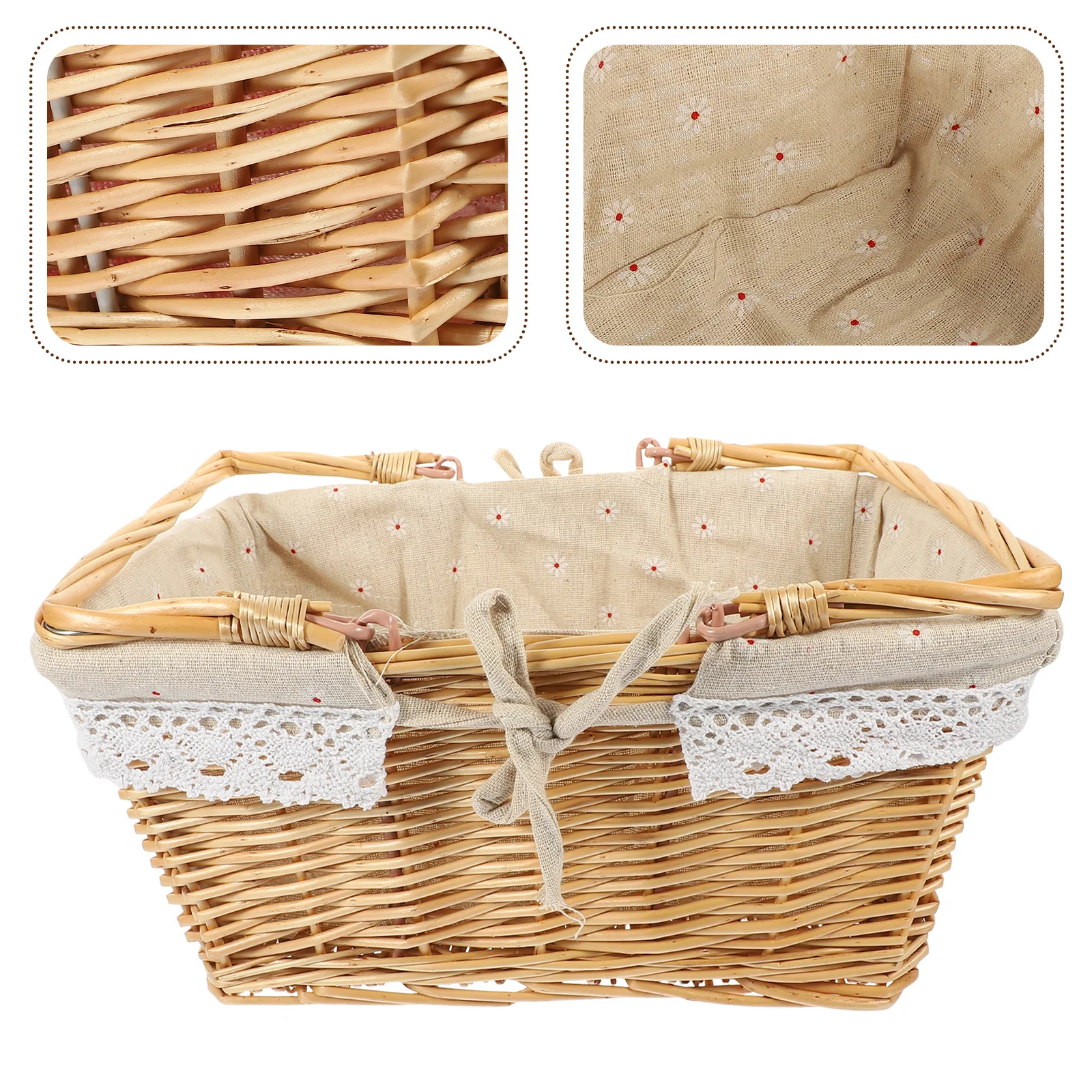 

Wicker Picnic Basket Storage Container Rustic Vintage Handwoven Shopping Food Vegetable Hamper Home Decor Gift Basket