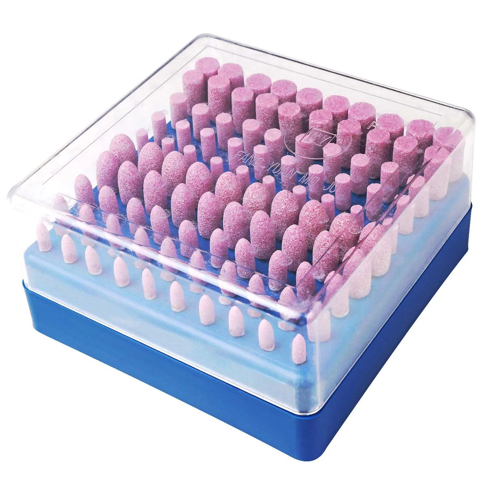 

100Pcs Pink Mounted Grinding Stone Set 10 Sizes Abrasive Wheel Bits for Rotary Tool Jewelry Polishing Metal Rust Removal Carving