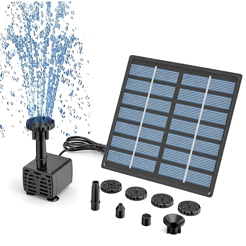 Solar Powered Fountain Square Bird Bath Tub Outdoor Pool Garden Square Water Feature Fountain Decor Split Design With 6 Fountain