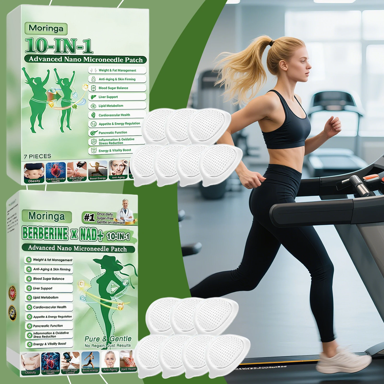 

10 в 1 нано-микроигольный пластырь, укрепляющий пластырь для улучшения ухода за кожей, инновационная технология нано-микроигл для похудения тела