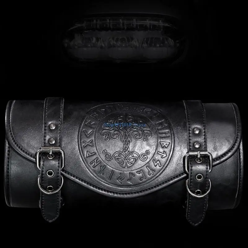T3LF القوطية دراجة نارية أداة المنظم حقيبة ريترو الشرير الجمالية مقاومة للماء قابل للتعديل مرفق الأشرطة تأمين المصباح