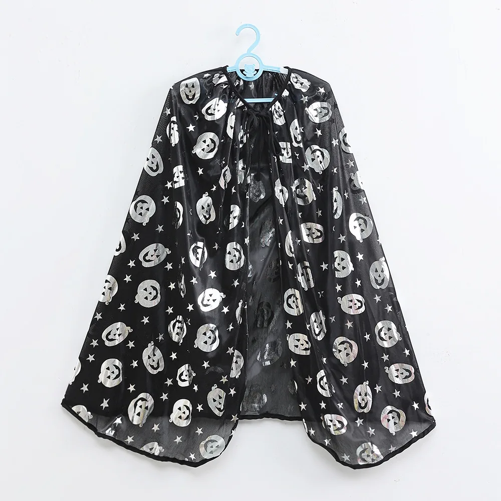 Kids Halloween Witch Cape Costume for Boys Girls Wizard Cloak with Witch Hat Broom Set Props Halloween Pumpkin Children Clothing