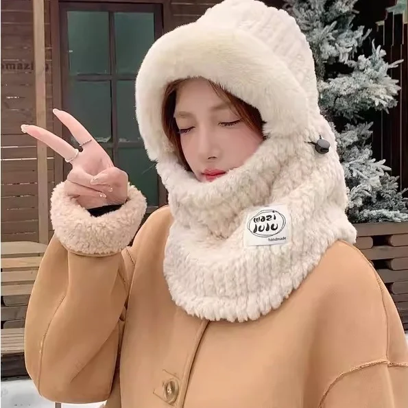 

Утепленная зимняя шапка-балаклава для активного отдыха, велоспорта, со встроенной маской для лица, защитой шеи и ушей, регулируемая, с круглым верхом