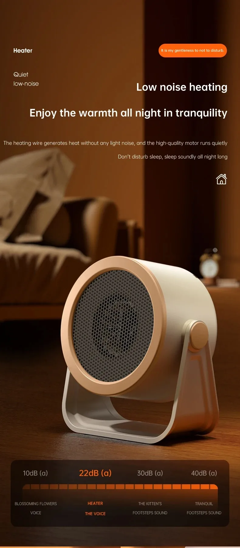Tragbarer Desktop-Heißluftgebläse, Energieeffizienter Warmluftheizer, Geräuscharmer Warmluftgebläse, Mini-Energiesparheizgerät, Mini-Ventilator-Ofen – Detail 7