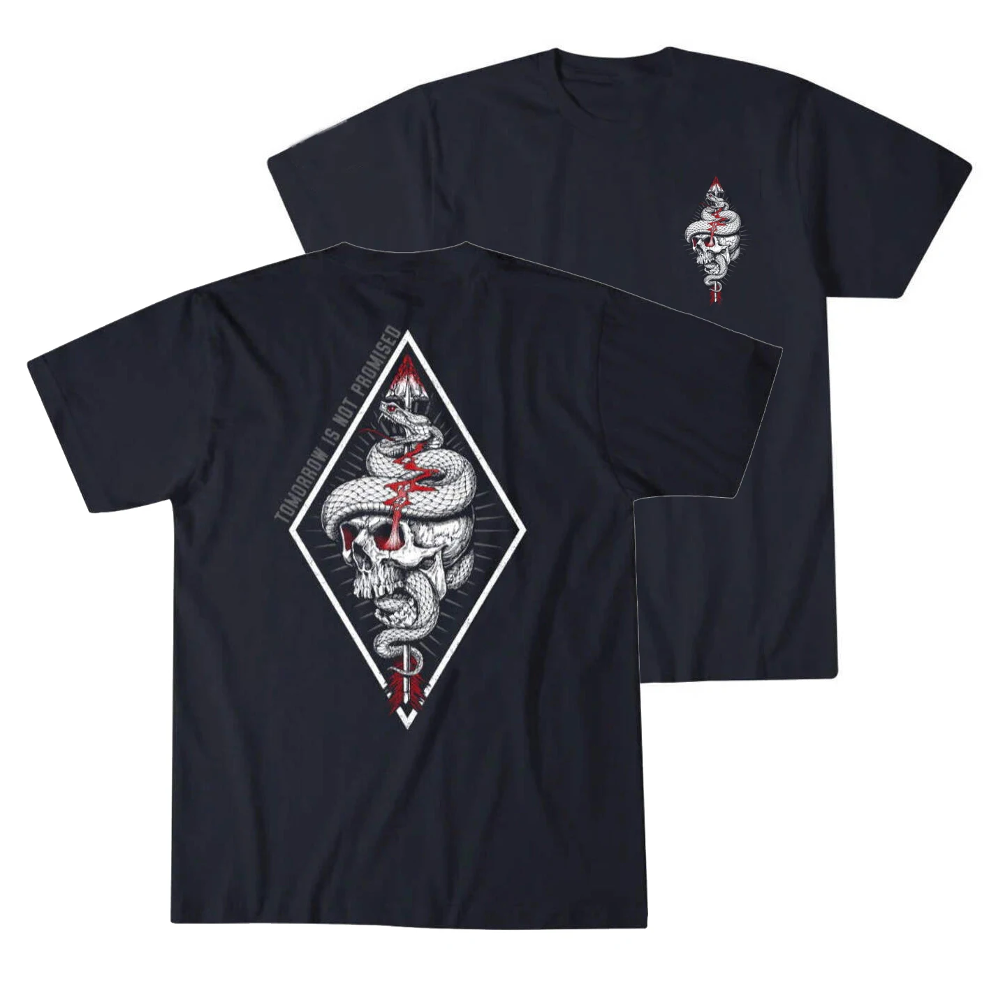 Tomorrow Is Not Promised Retro Snake Skull Military Grunt T-Shirt 100% Cotton O-Neck Short Sleeve Summer Casual Mens T-shirt