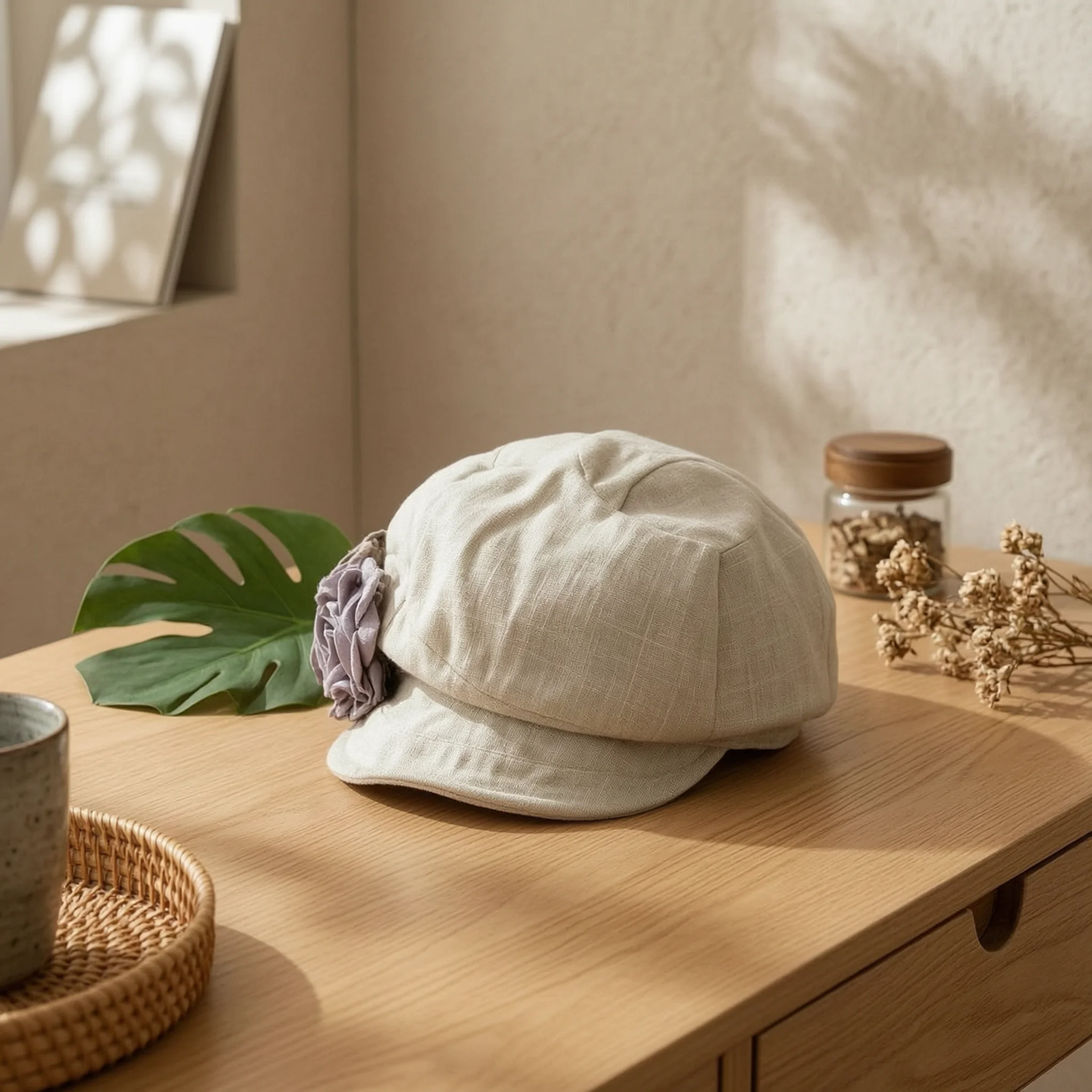

Flower Beret Vernal Fashion Linen Beret Gatsby Cabbie Hat Lightweight Headwear Skin-Friendly for Women, Fashion Outfit