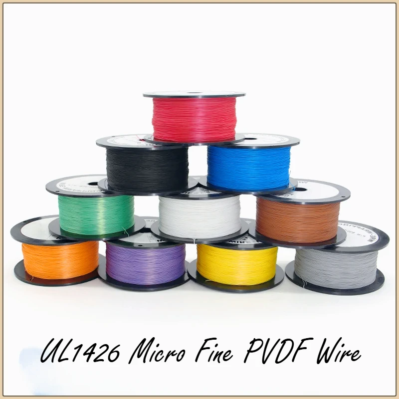 5~500m PTFE Wire UL1423 Silver Plated Single Core Cable 38~24AWG PVDF Micro Fine Electronic Line High Temperature Copper Wire