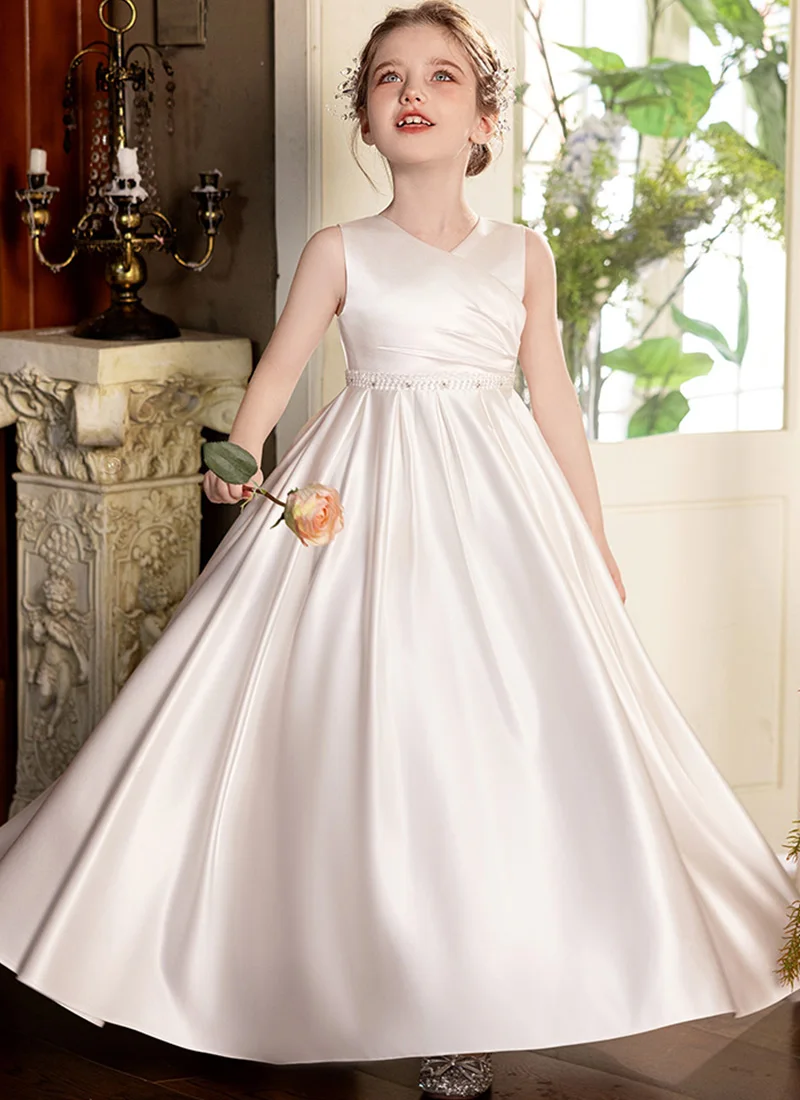 Girls Pageant Dress Junior Bridesmaid dress First Communion Formal dress Wedding dress/customizable