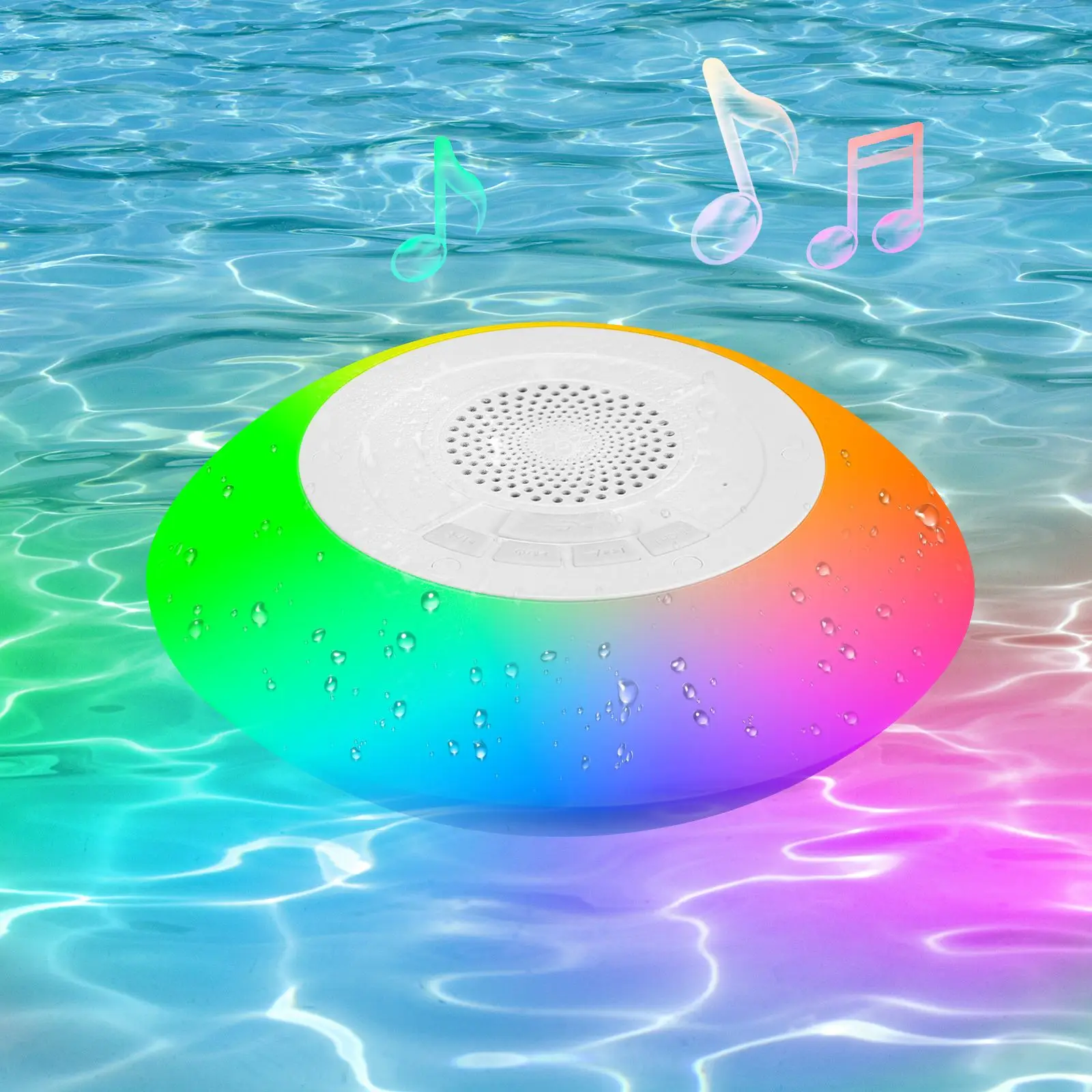 

Bluetooth LED Speakers Shower IPX7 Waterproof Bathroom With Colorful Lights Built-In Mic HD Stereo Sound Wireless For Pool Home