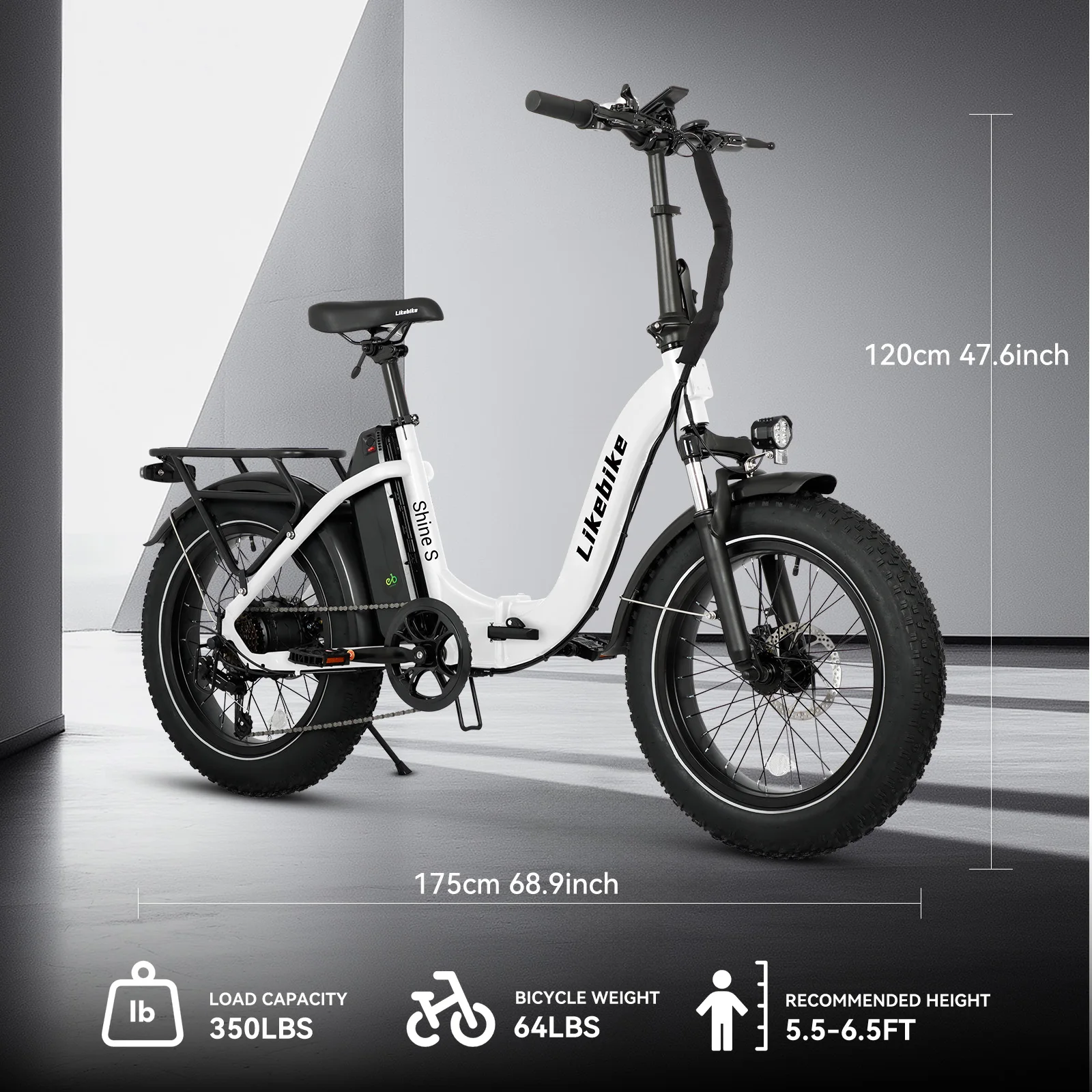 Adult folding electric bicycle, 500W motor, 20 inch thick tires, 48V detachable battery, front and rear disc brakes, city bike