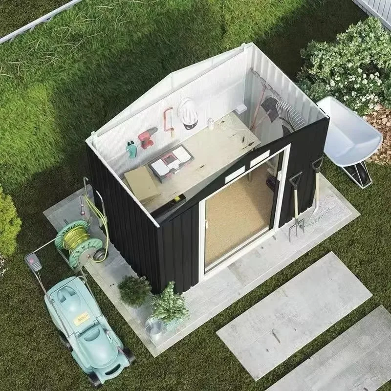 Outdoor Metal Garden Shed Waterproof Steel Frame Easy Assembly Nature Type Storage Unit for Backyard Tool Room Pressure Treated view 5