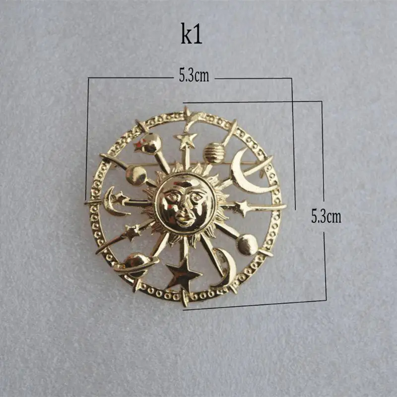 Pewter Lapel Pins Star Moon for Sun Galaxies Rudder Brooches Jewelry Gift for Un